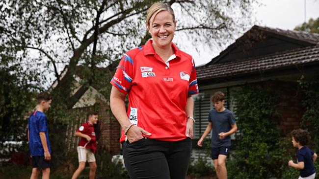 Swifts coach and former Diamond Briony Akle with her boys. Picture: Adam Yip