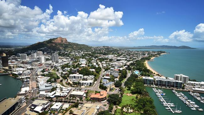 Aerial shot of Townsville City and Castle Hill. Picture: Alix Sweeney