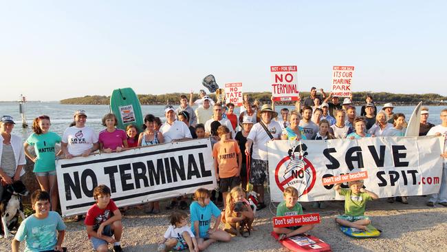 A Save Our Spit rally staged to protest over a proposed cruise ship terminal.