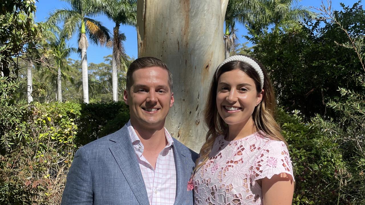 Brendan Morden and Micah Truant from Canada at the Australia Day ceremony at the Botanic Gardens in Coffs Harbour. Picture: Matt Gazy