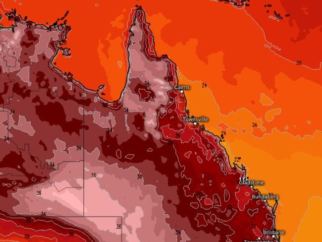 A blast of heat will sweep across Queensland this weekend. Picture: meteologix.com/au