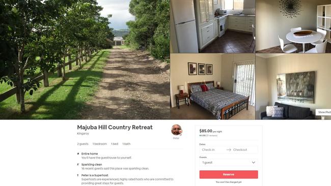 Majuba Hill Country Retreat, situated in the Kingaroy, has a rating of 4.96 stars on Airbnb.