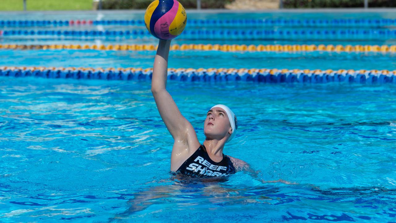 Heather Scott during a training session at the Woree pool in the lead up to the Water Polo Queensland Country Championships. Picture: Emily Barker