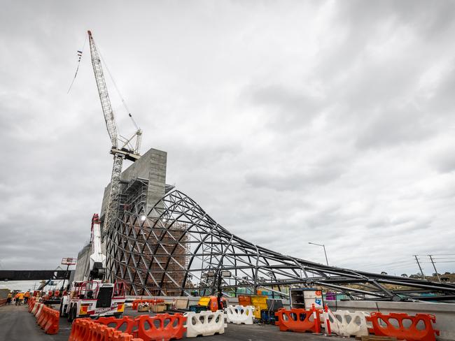 Westgate Tunnel portal towers in November 2024. Picture: Jake Nowakowski