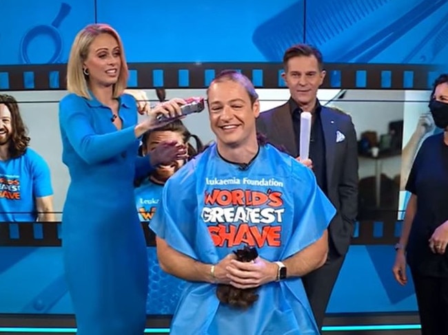 Sylvia Jeffreys shaved his head live on national television. Picture: Supplied/Nine Network