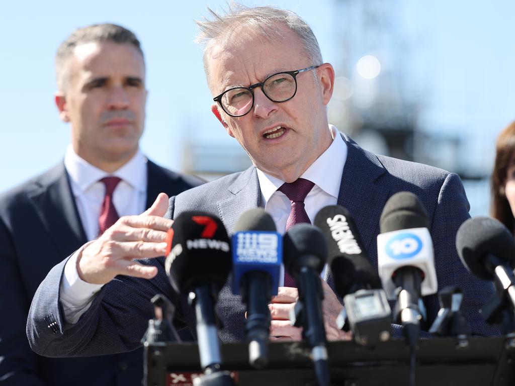 Prime Minister Anthony Albanese told reporters in Adelaide on Monday he would accept an invitation to travel to China if he were offered one. Picture: NCA NewsWire / David Mariuz