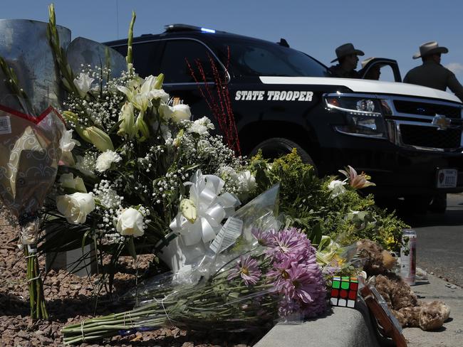 Flowers adorn a makeshift memorial near the scene of the El Paso mass shooting. Picture: AP