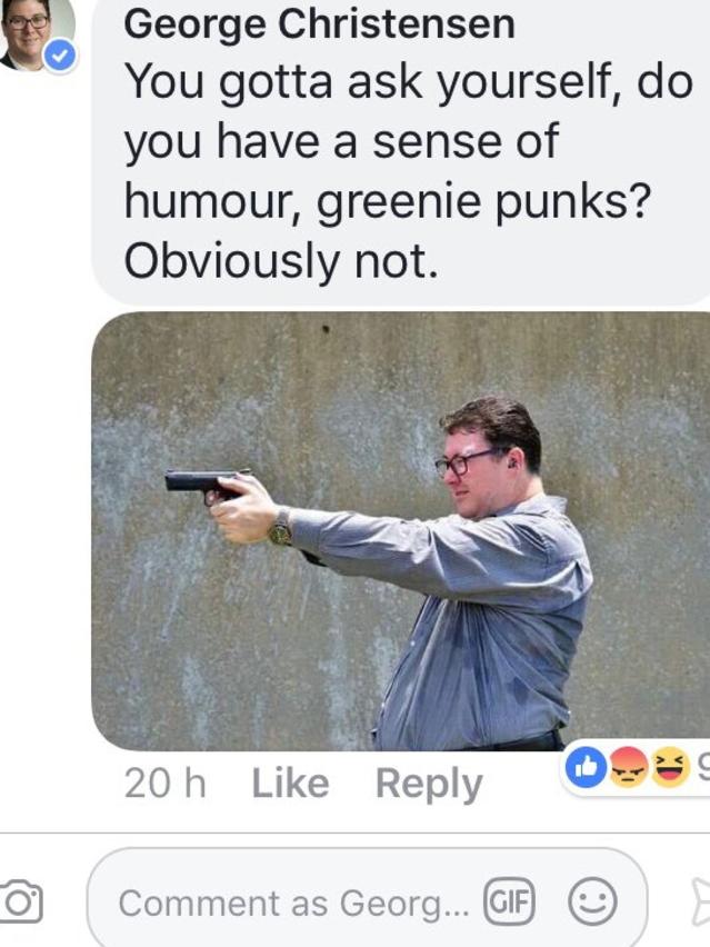 George Christensen being a boofhead on Facebook.