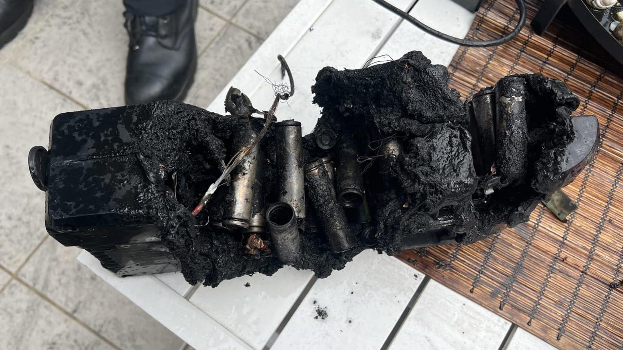 The remains of another rideable e-vehicle battery fire, the latest in a spate of lithium-ion battery fires in New South Wales and across Australia.