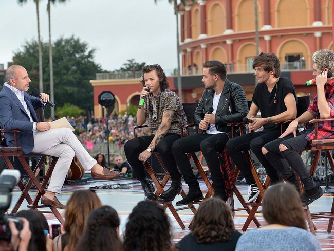 Where’s Zayn?...host Matt Lauer grills One Direction about Malik’s absence as the band launches their album Four on the US Today show. Picture: