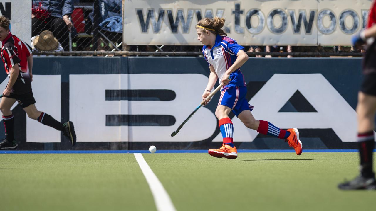 Charlie Jensen of Rangeville against Past High in J1 boys grand final hockey at Clyde Park, Saturday, September 10, 2022. Picture: Kevin Farmer