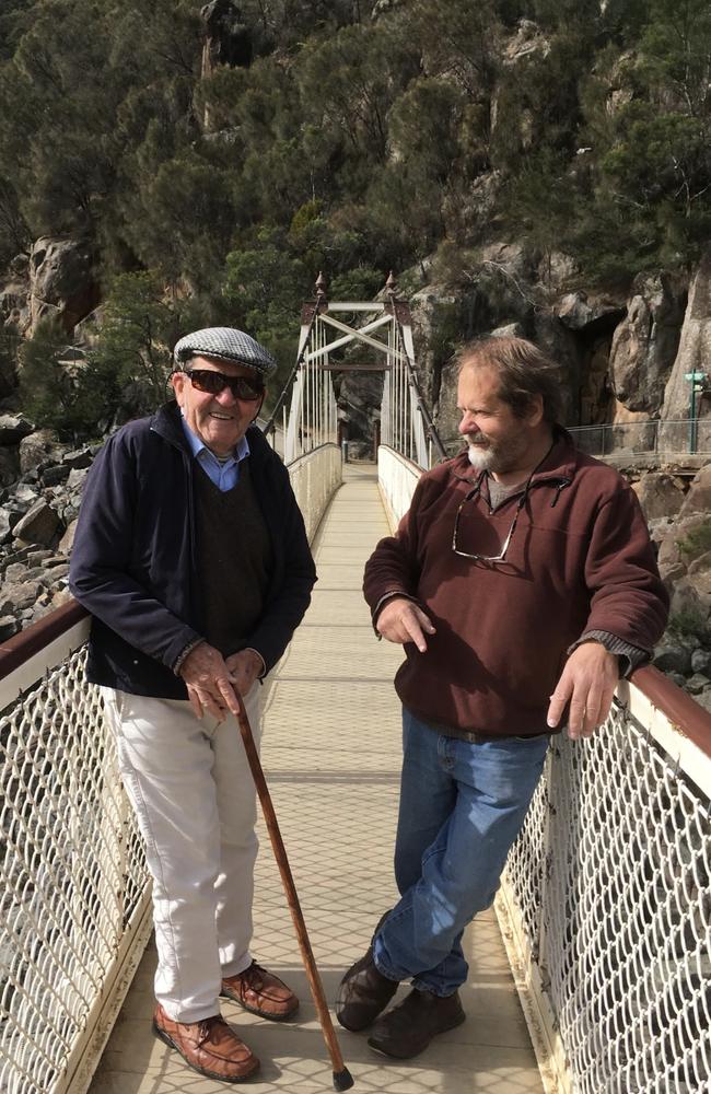 Peter Richardson in Cataract Gorge, Tasmania with son Neil.