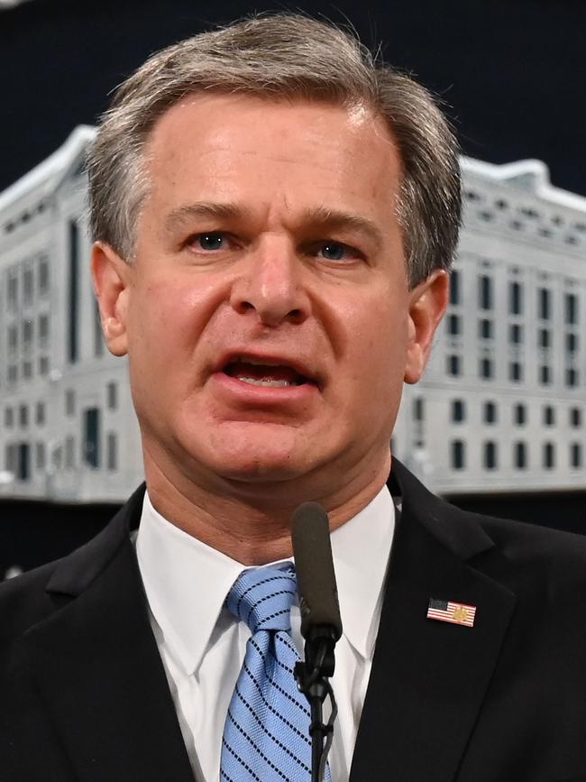 FBI Director Christopher Wray. Picture: AFP