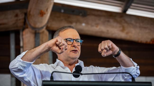 Prime Minister Anthony Albanese at Garma Festival. Picture: Tamati Smith/Getty Images)