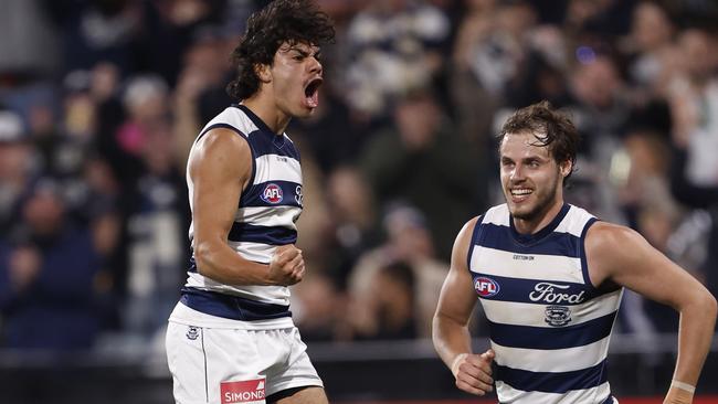 Lawson Humphries celebrates his important goal. Picture: Darrian Traynor/Getty Images