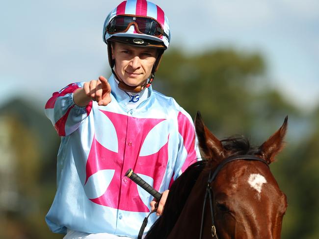 SYDNEY, AUSTRALIA - APRIL 27: Dylan Gibbons riding Southern Chilli wins Race 5 Dennis Jaimeson during Sydney Racing at Rosehill Gardens on April 27, 2024 in Sydney, Australia. (Photo by Jeremy Ng/Getty Images)