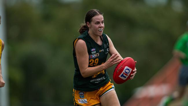 Caitlin Sargent in the St Mary's vs Nightcliff Tigers 2023-24 NTFL women's qualifying final. Picture: Pema Tamang Pakhrin