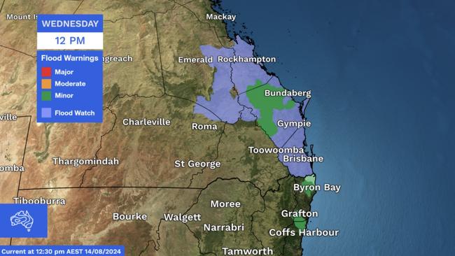 Flood warnings remain because of the last of the showers and the amount of moisture on the land. Picture: Bureau of Meteorology