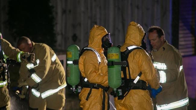 Emergency crews at the scene of a drug lab explosion in Stanhope Gardens in August.