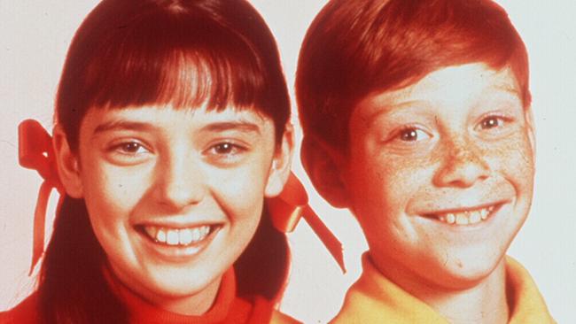 Angela Cartwright and Billy Mumy as Penny and Will Robinson.