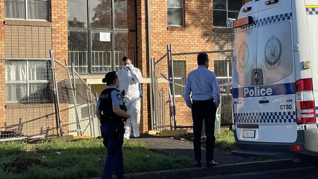 Police investigators at a crime scene on Middleton Rd, Leumeah after a body was found inside a residence on March 14, 2022. Picture: Annie Lewis