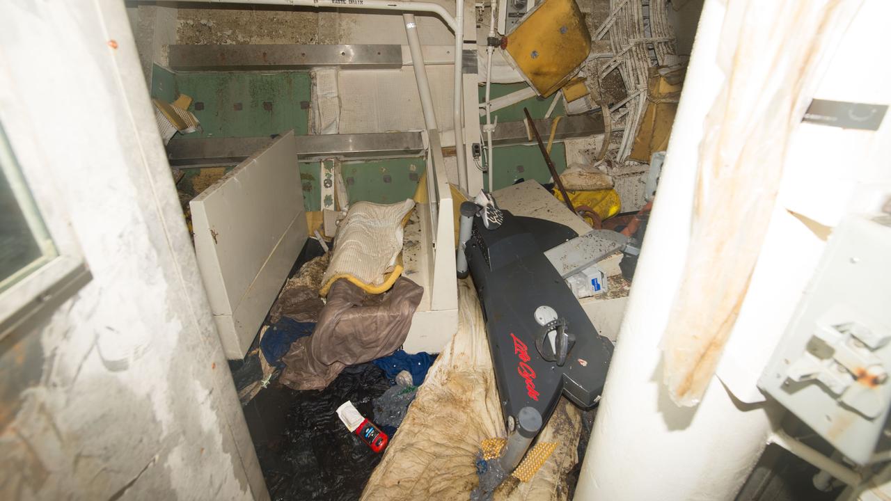 The remains of a lounge area aboard USS Fitzgerald. Picture: USN