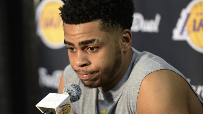 D'Angelo Russell #1 of the Los Angeles Lakers.