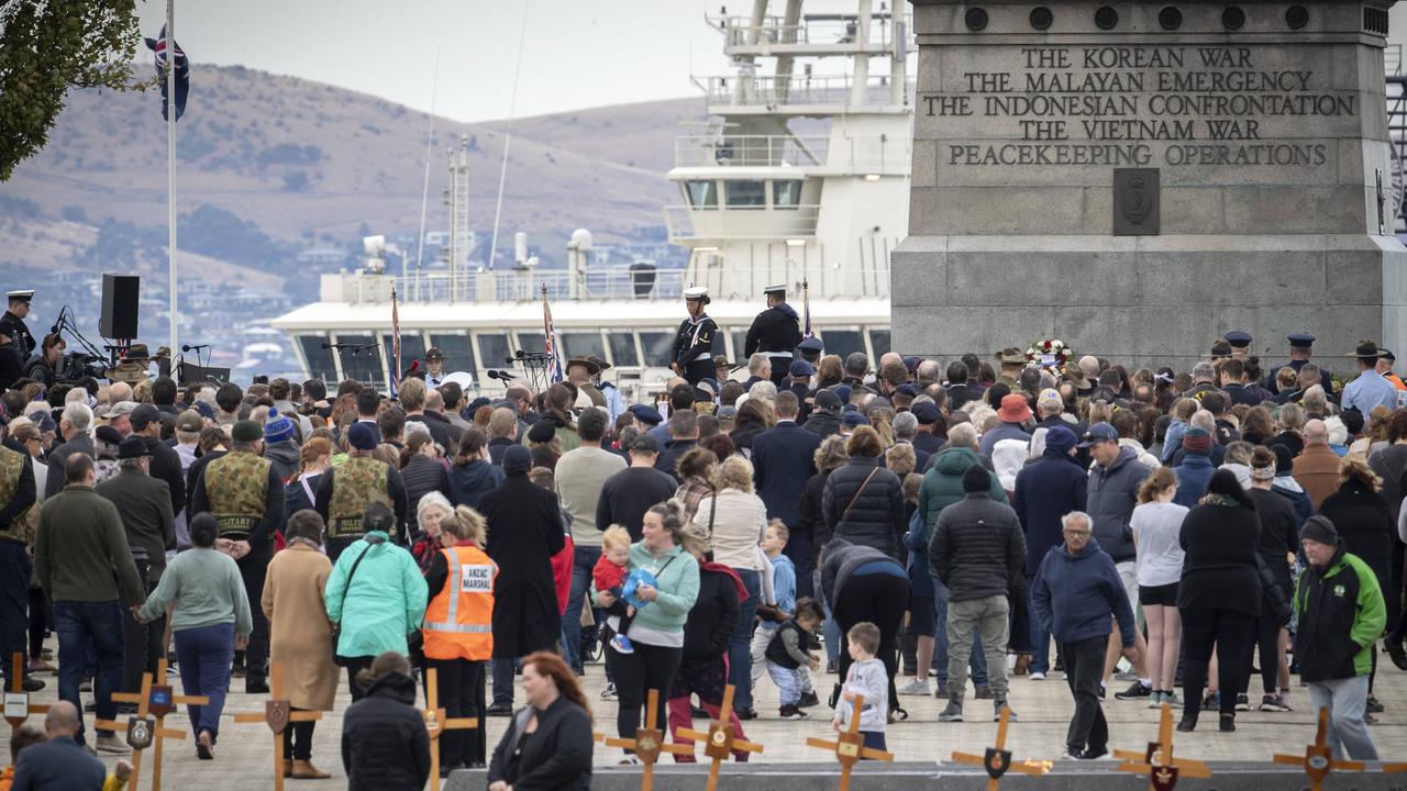 Anzac Day service at the Hobart Cenotaph. Picture: Chris Kidd