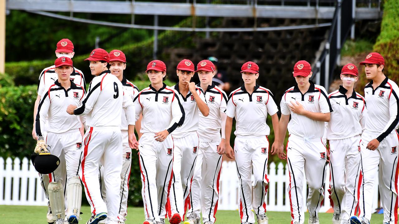 The Terrace team take to the field. Brisbane Grammar School v Terrace Saturday February 10, 2024. Picture, John Gass