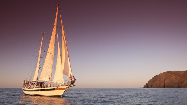 The Lady Eugenie sails on Tasmania’s Wineglass Bay.