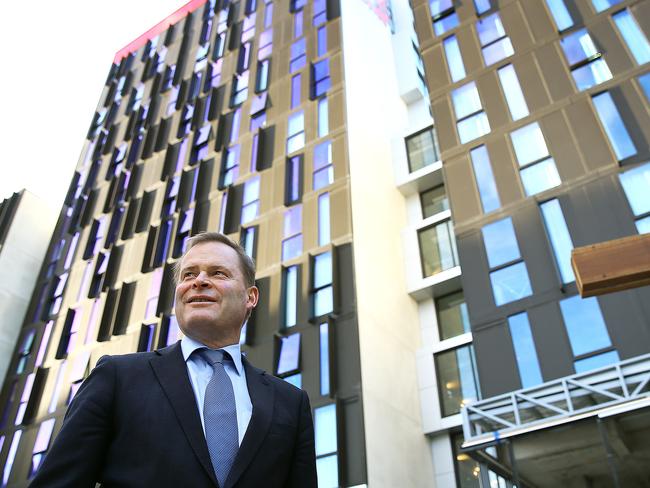 Prof Peter Rathjen outside the new student/lecturer accommodation in Melville St. Picture: SAM ROSEWARNE