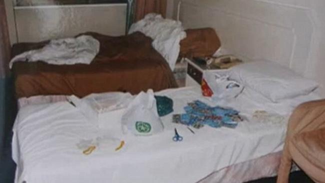 The hotel room where Diaz and Vo were arrested with heroin on the bed, scissors and condoms.