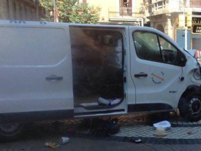 The white can that crashed into crowds in Barcelona.