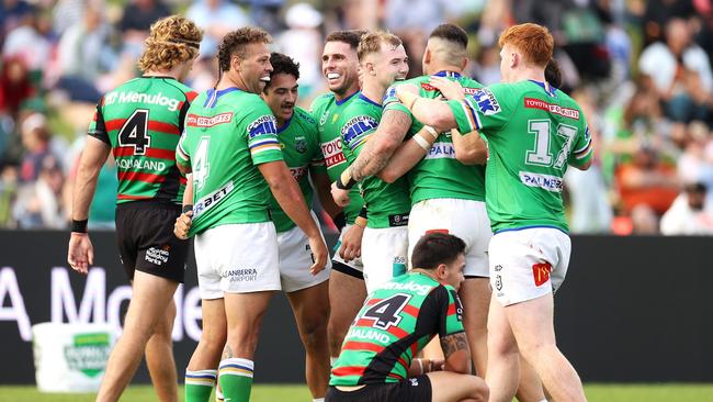 The Raiders beat the Rabbitohs 32-12. (Photo by Mark Kolbe/Getty Images)