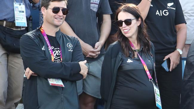 New Zealand Prime Minister Jacinda Ardern and partner Clarke Gayford at the Commonwealth Games. Picture: Getty Images