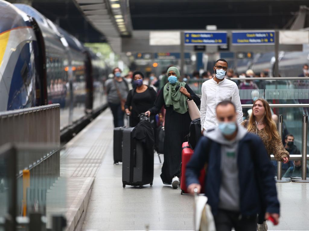 Travellers arrive from France at St Pancras International Station on July 31. Picture: Hollie Adams/Getty Images