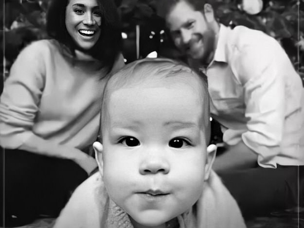 Prince Harry, Meghan and Archie in their 2019 Christmas card. Picture: Twitter