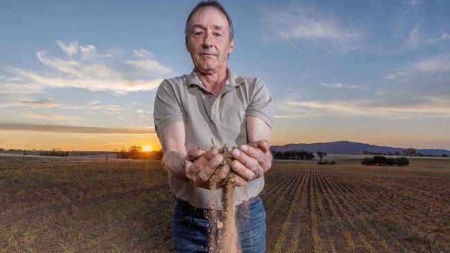 Peter McCallum at his farm in Booleroo Centre. Picture: Ben Clark