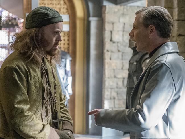 Tim Minchin and Ben Mendelsohn in 2018 film Robin Hood. Pic: StudioCanal