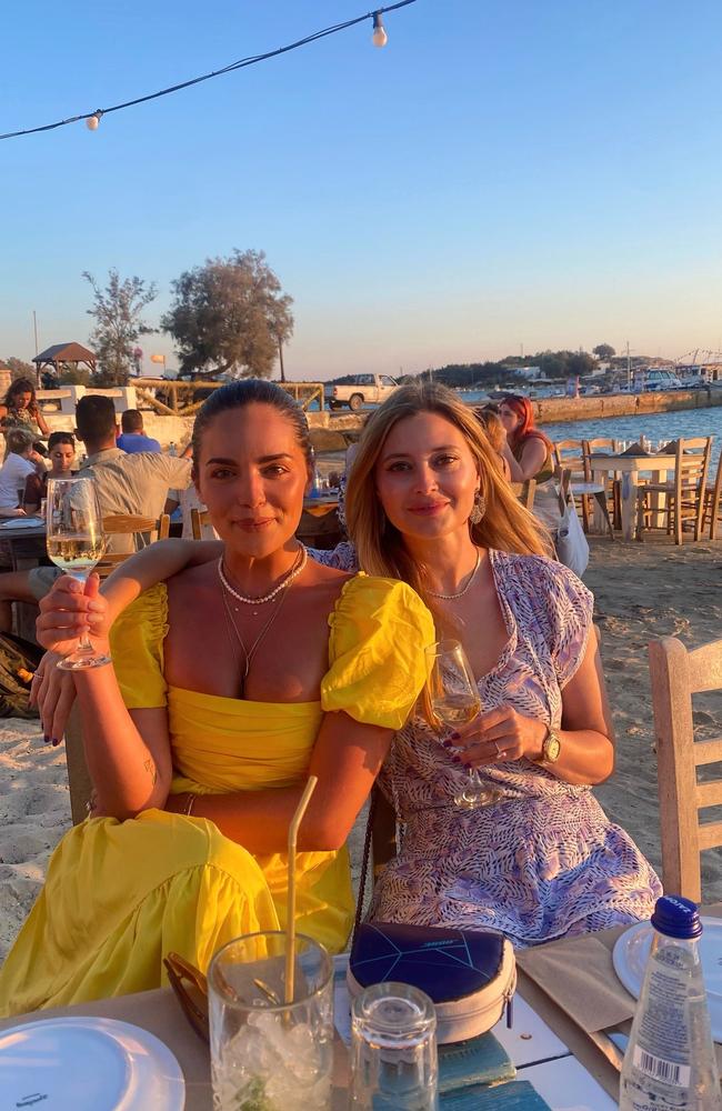 Olympia (left) and Holly Valance in Mykonos.