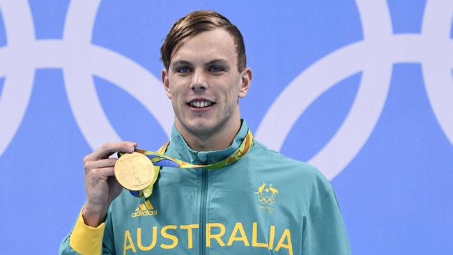 Australia's Kyle Chalmers with his gold medal. Picture: AFP