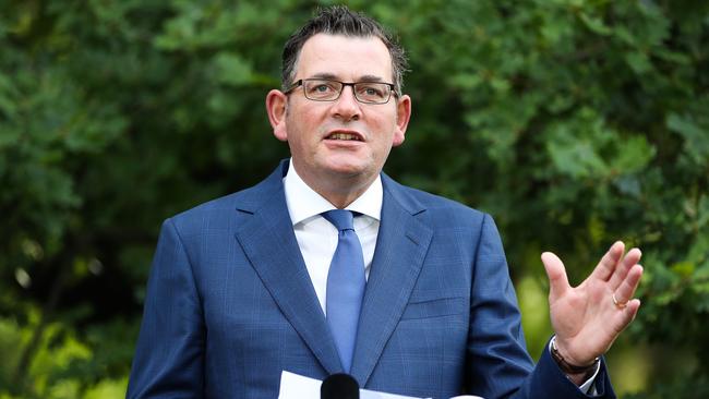 Victorian Premier Daniel Andrews speaks to the media today. Picture: Getty Images