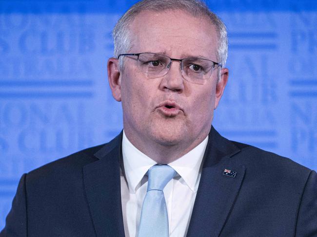 CANBERRA, AUSTRALIA-NCA NewsWire Photos. 01 OCTOBER 2020: NATIONAL PRESS CLUBAustralian Prime Minister Scott Morrison during his 'Pre-Budget Address' at the National Press Club in CanberraPicture: NCA NewsWire / Gary Ramage