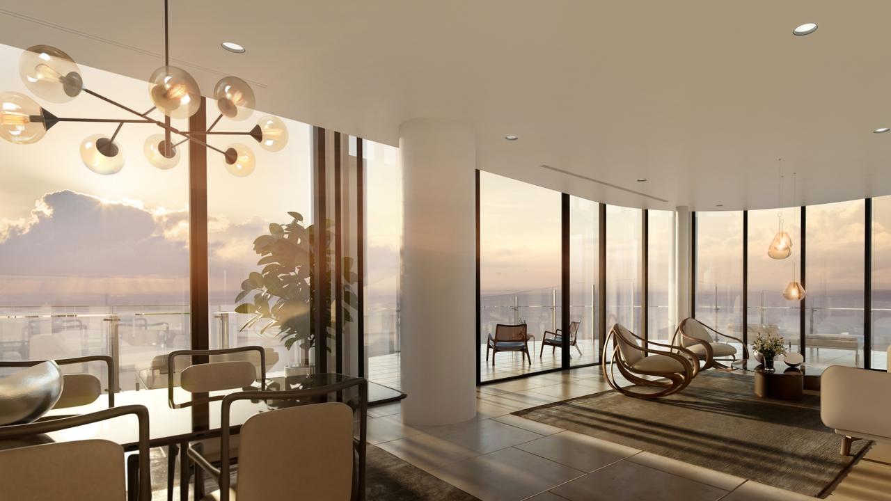 Artist impressions of the Sky Villas in Sunland's 272 Hedges Ave tower. Picture: Sunland Group