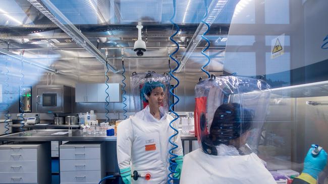 Chinese virologist Shi Zhengli inside the P4 laboratory in Wuhan, capital of China's Hubei province.