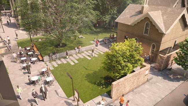 A green public space is set to open at the Wesley Place development in Lonsdale St.