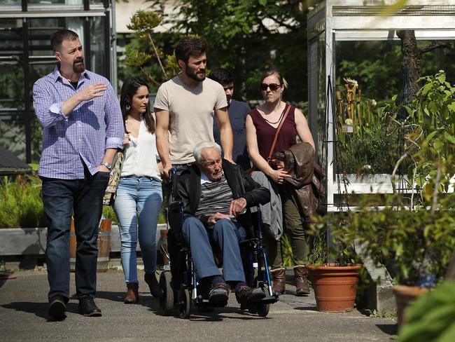 David Goodall tours the Basel University Botanical Gardens with three of his grandchildren and two of their partners. Picture: Sean Gallup