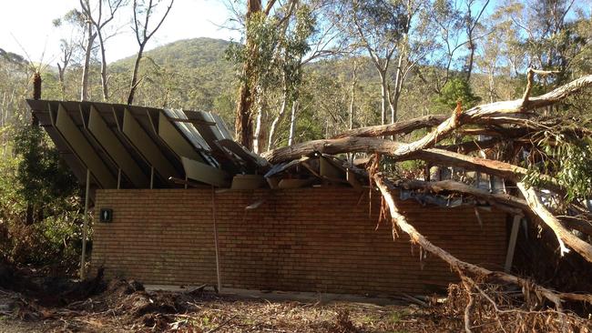 Some of the damage at Badger Weir Park in Healesville. The park has been closed since storms in October 2016. Picture: Bronwyn Spargo/Facebook