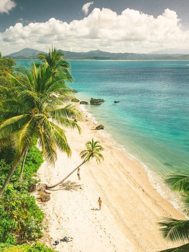 Aerial image of couple at Dunk Island (Coonanglebah). Photo: Tourism Tropical North Queensland