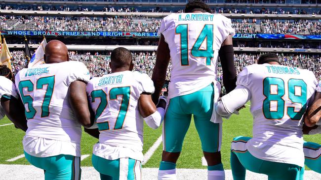 Miami Dolphins players in New York at the weekend. Picture: Getty